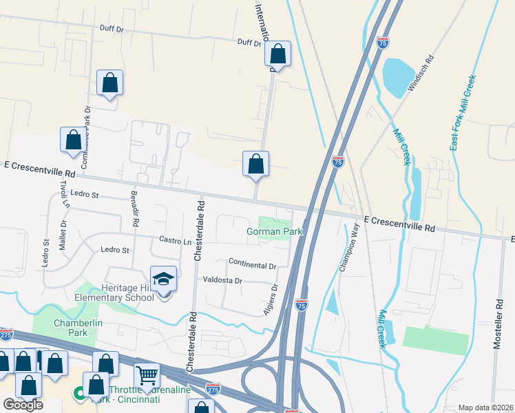 map of restaurants, bars, coffee shops, grocery stores, and more near 1552 Fawnvista Lane in Cincinnati