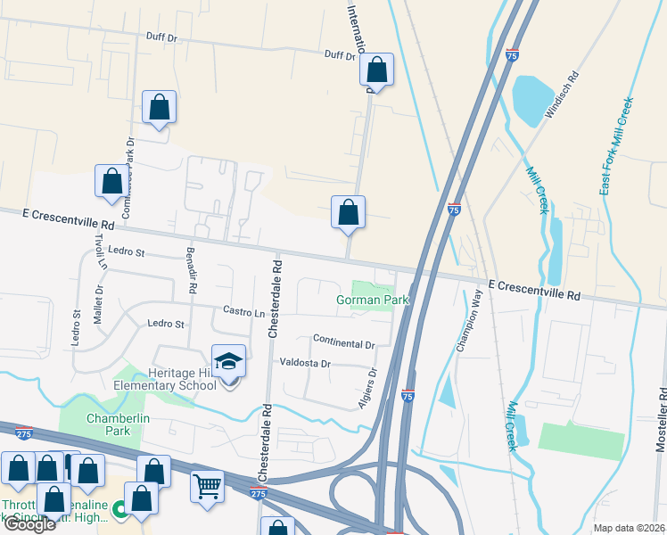 map of restaurants, bars, coffee shops, grocery stores, and more near 1552 Fawnvista Lane in Cincinnati