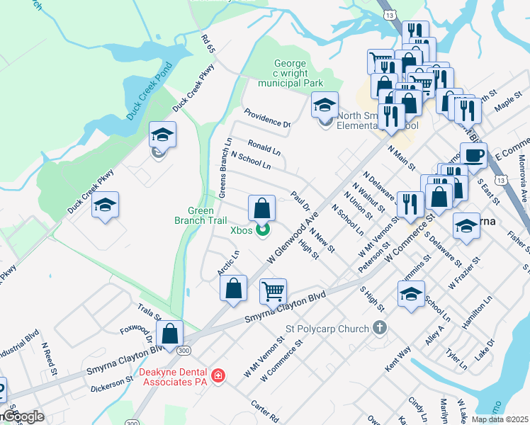 map of restaurants, bars, coffee shops, grocery stores, and more near 359 Eagle Way in Smyrna