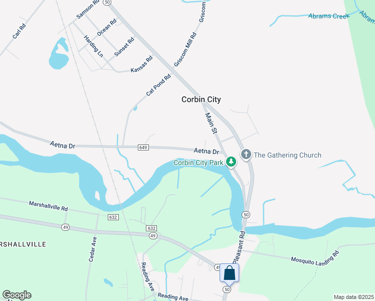 map of restaurants, bars, coffee shops, grocery stores, and more near 113 Aetna Drive in Corbin City