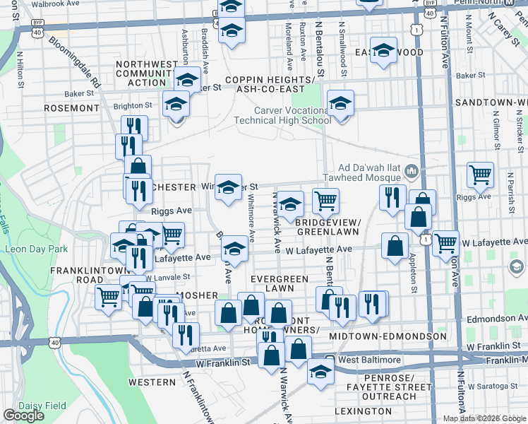 map of restaurants, bars, coffee shops, grocery stores, and more near 101 Independence Avenue Southeast in Washington