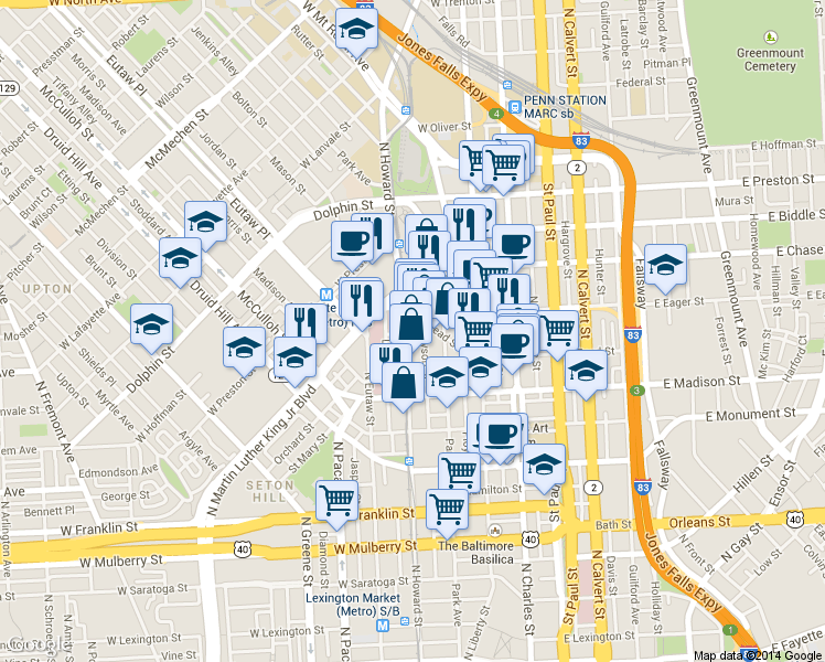 map of restaurants, bars, coffee shops, grocery stores, and more near 101 Independence Avenue Southeast in Washington