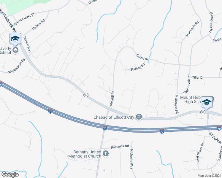 map of restaurants, bars, coffee shops, grocery stores, and more near 2604 Rockhampton Road in Ellicott City