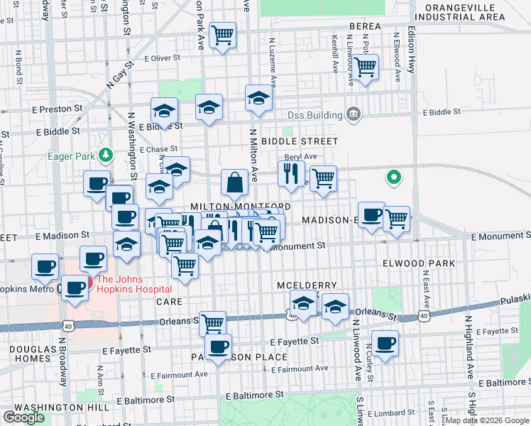 map of restaurants, bars, coffee shops, grocery stores, and more near 101 Independence Avenue Southeast in Washington