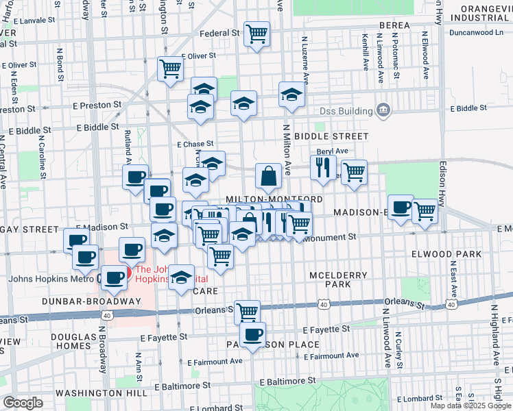 map of restaurants, bars, coffee shops, grocery stores, and more near 101 Independence Avenue Southeast in Washington