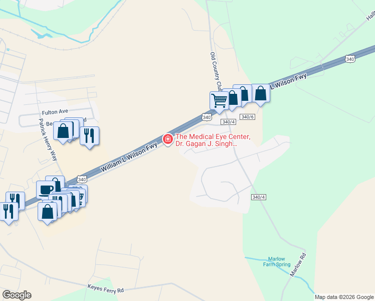 map of restaurants, bars, coffee shops, grocery stores, and more near 244 Monte Carlo Way in Charles Town