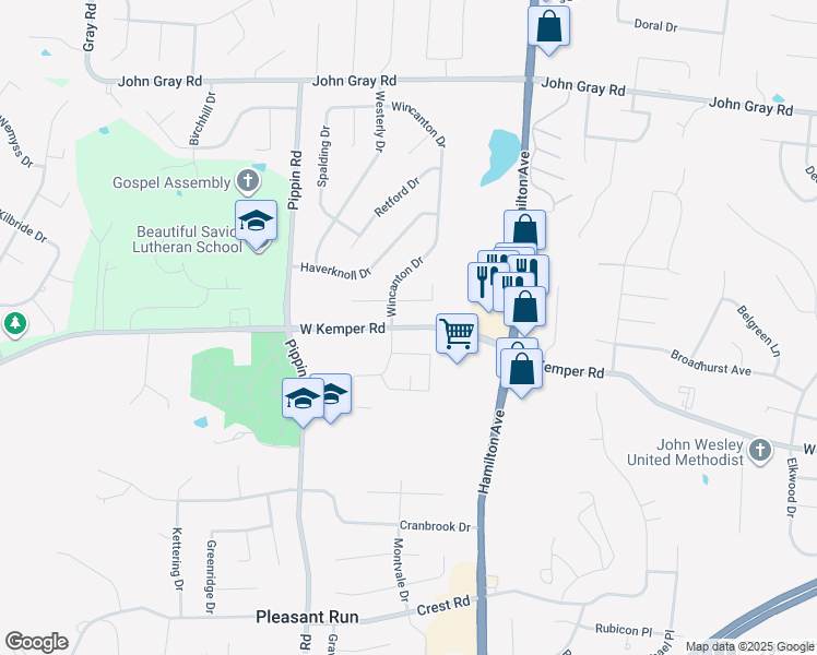 map of restaurants, bars, coffee shops, grocery stores, and more near 11892 Kittrun Court in Cincinnati