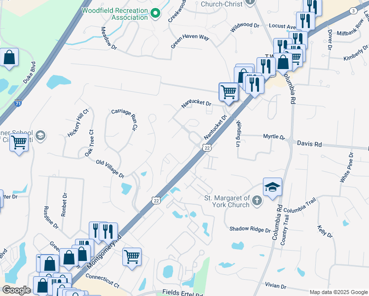 map of restaurants, bars, coffee shops, grocery stores, and more near 3455 Nantucket Circle in Loveland