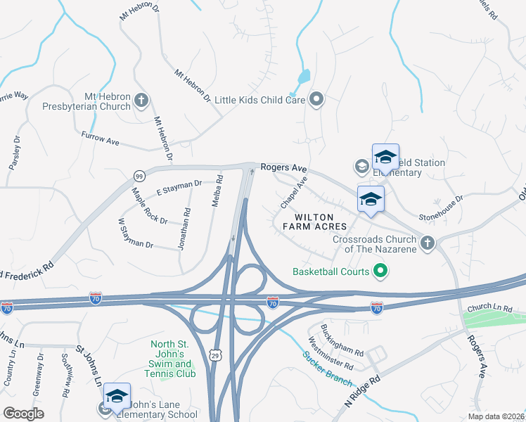 map of restaurants, bars, coffee shops, grocery stores, and more near 8953 Chapel Avenue in Ellicott City
