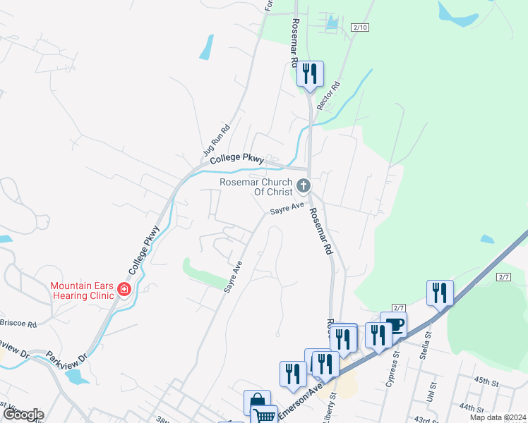 map of restaurants, bars, coffee shops, grocery stores, and more near 29 Wyndham Knob in Parkersburg