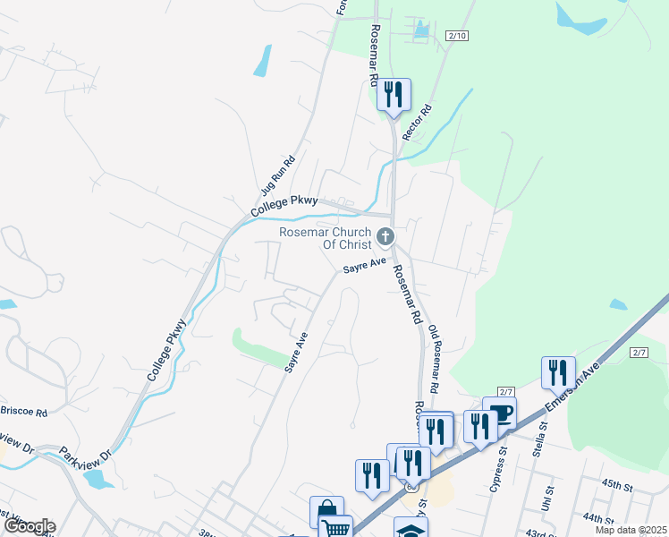 map of restaurants, bars, coffee shops, grocery stores, and more near 37 Wyndham Knob in Parkersburg