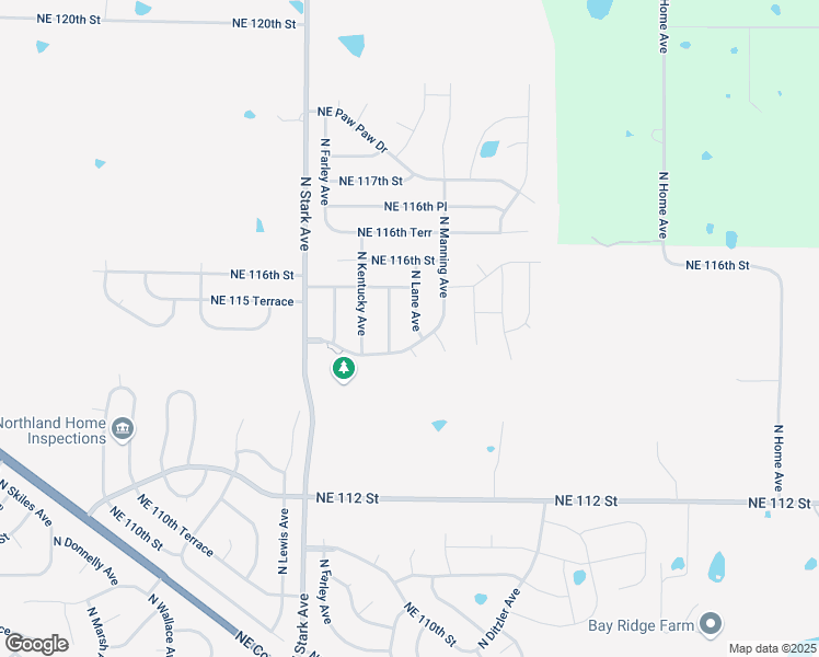 map of restaurants, bars, coffee shops, grocery stores, and more near 11426 North Lane Avenue in Kansas City