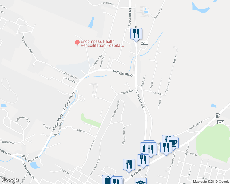 map of restaurants, bars, coffee shops, grocery stores, and more near 74 Wyndham Knob in Parkersburg