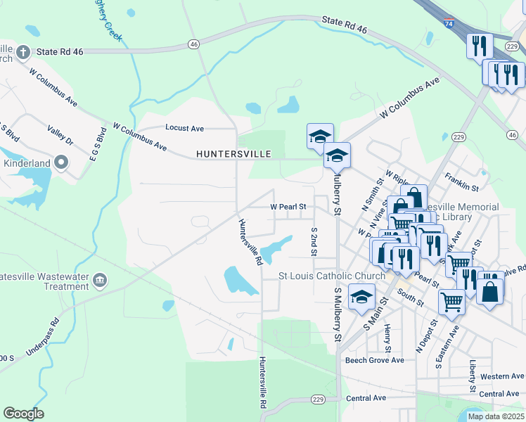 map of restaurants, bars, coffee shops, grocery stores, and more near 824 County Line Road in Batesville