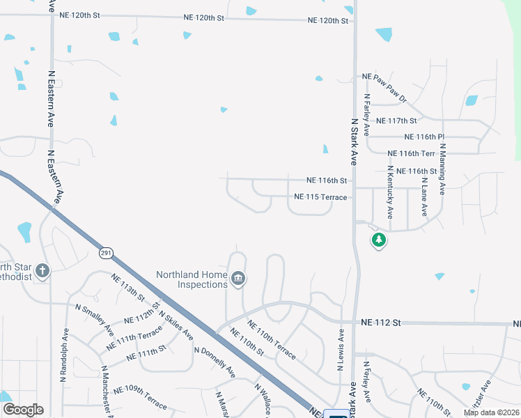 map of restaurants, bars, coffee shops, grocery stores, and more near 11508 North Wallace Avenue in Kansas City