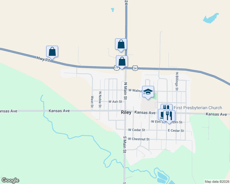 map of restaurants, bars, coffee shops, grocery stores, and more near 303 North Lake Street in Riley