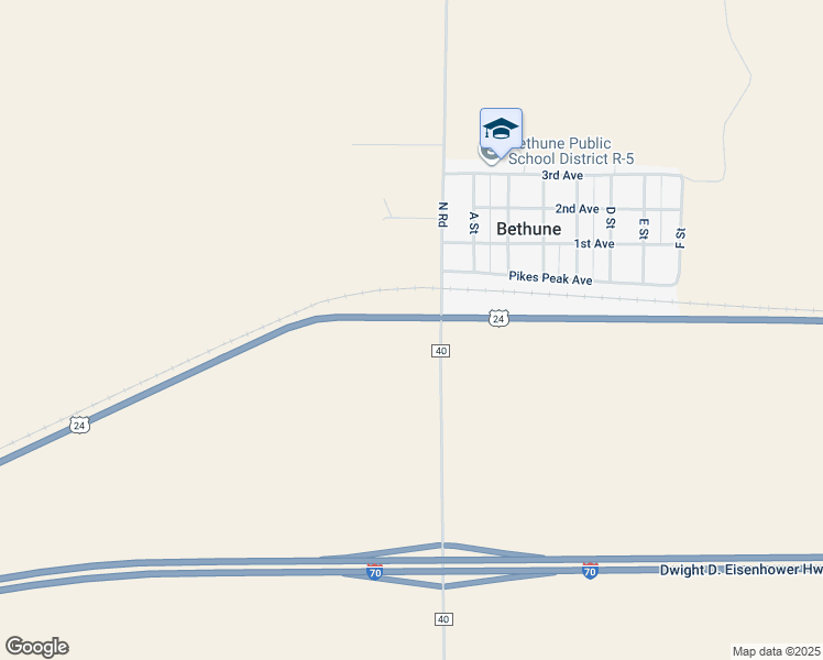 map of restaurants, bars, coffee shops, grocery stores, and more near 17961 County Road 40 in Bethune
