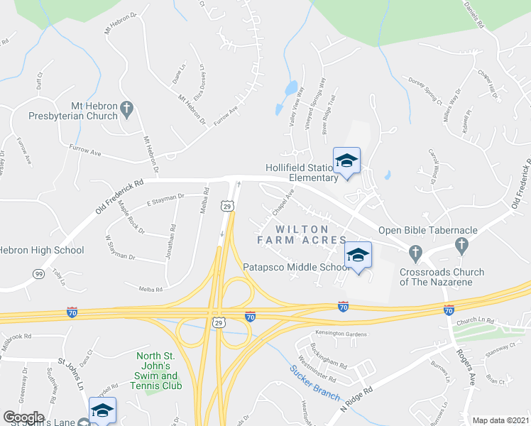 map of restaurants, bars, coffee shops, grocery stores, and more near 8965 Chapel Avenue in Ellicott City