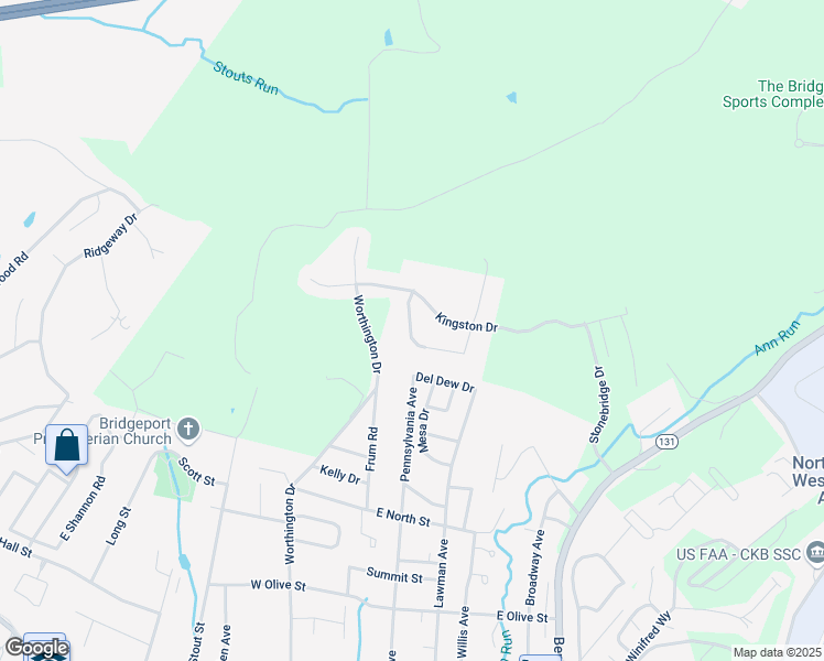 map of restaurants, bars, coffee shops, grocery stores, and more near Kingston Drive in Bridgeport