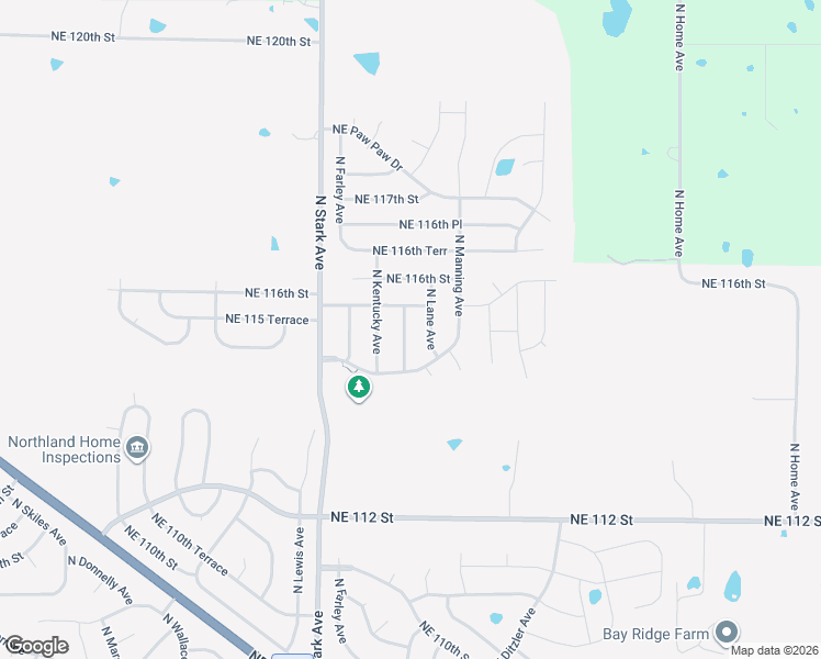 map of restaurants, bars, coffee shops, grocery stores, and more near 11501 North Tennessee Avenue in Kansas City