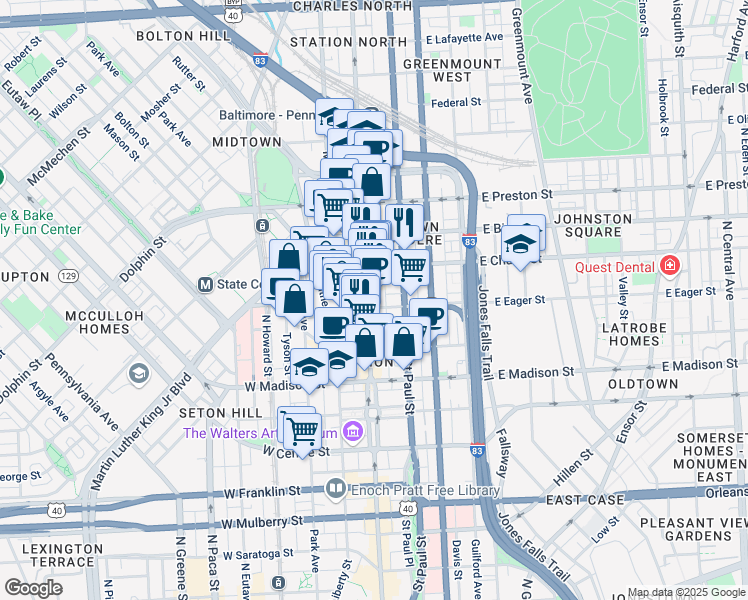 map of restaurants, bars, coffee shops, grocery stores, and more near 101 Independence Avenue Southeast in Washington
