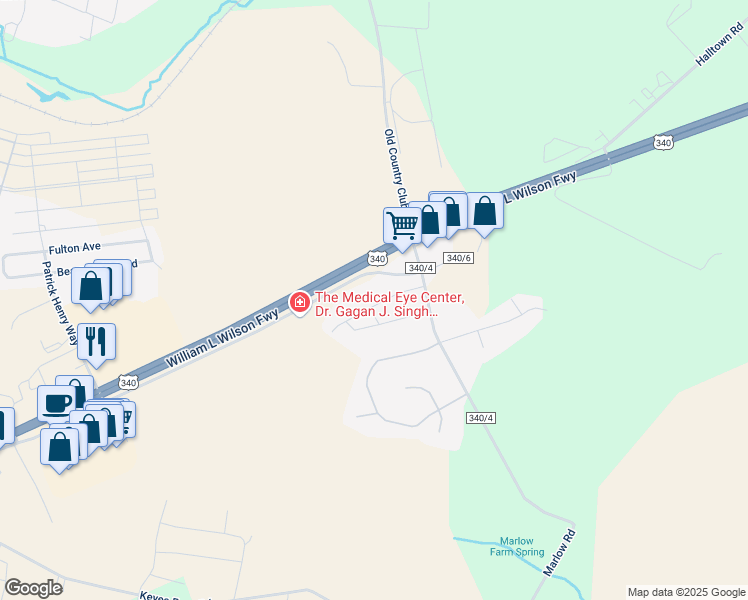 map of restaurants, bars, coffee shops, grocery stores, and more near 116 Monte Carlo Way in Charles Town