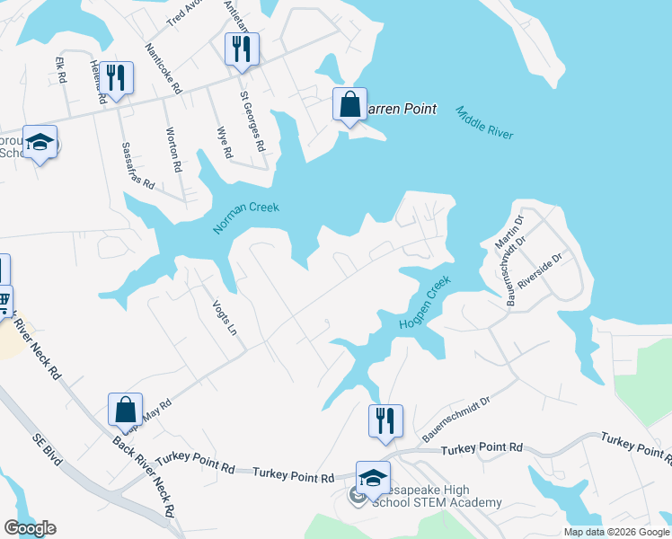 map of restaurants, bars, coffee shops, grocery stores, and more near 512 Turnstone Court in Baltimore