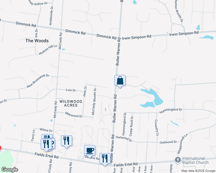 map of restaurants, bars, coffee shops, grocery stores, and more near 8326 Glenhaven Court in Butler County