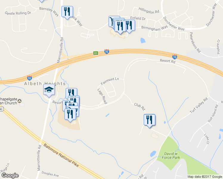 map of restaurants, bars, coffee shops, grocery stores, and more near 10902 Hayman Lane in Ellicott City