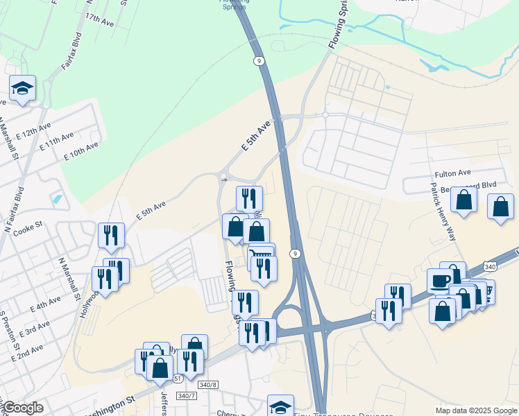 map of restaurants, bars, coffee shops, grocery stores, and more near 41 Pimlico Drive in Charles Town