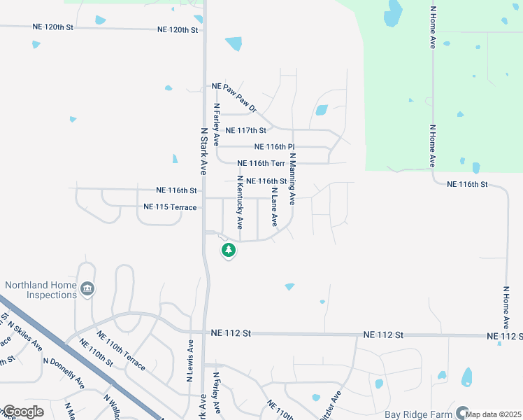 map of restaurants, bars, coffee shops, grocery stores, and more near 11501 North Tennessee Avenue in Kansas City