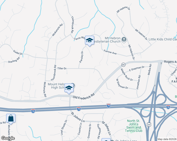 map of restaurants, bars, coffee shops, grocery stores, and more near 9401 Tiller Drive in Ellicott City