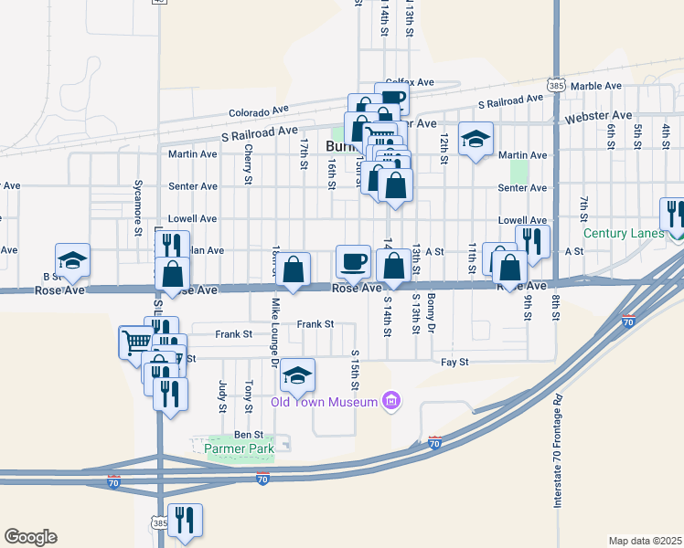 map of restaurants, bars, coffee shops, grocery stores, and more near 120 16th Street in Burlington