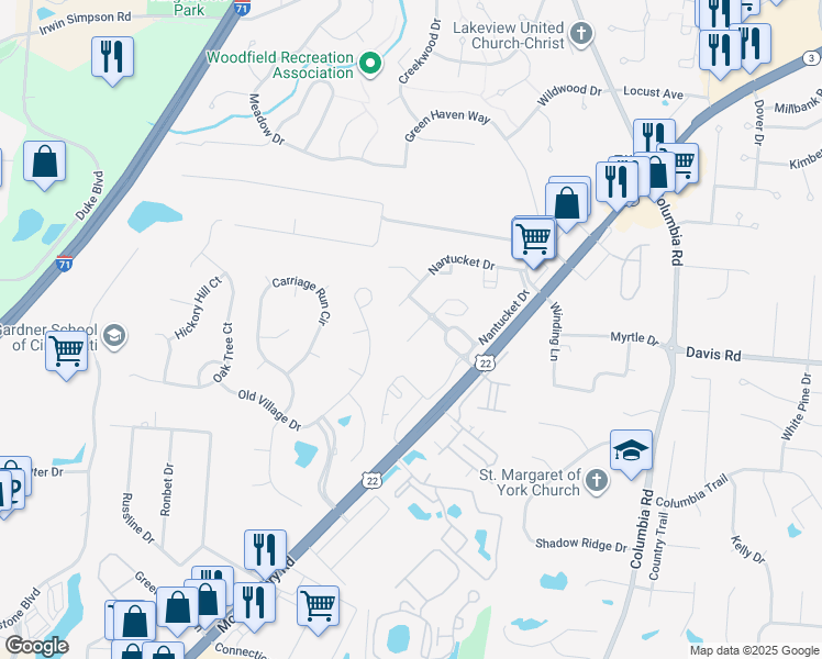 map of restaurants, bars, coffee shops, grocery stores, and more near 9187 Yarmouth Drive in Loveland
