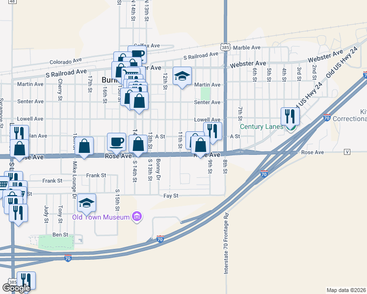 map of restaurants, bars, coffee shops, grocery stores, and more near 136 11th Street in Burlington