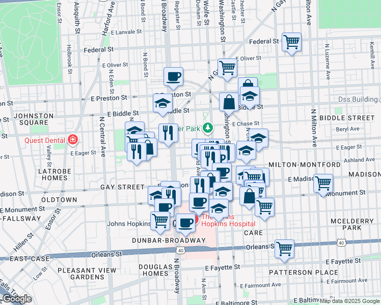 map of restaurants, bars, coffee shops, grocery stores, and more near 101 Independence Avenue Southeast in Washington