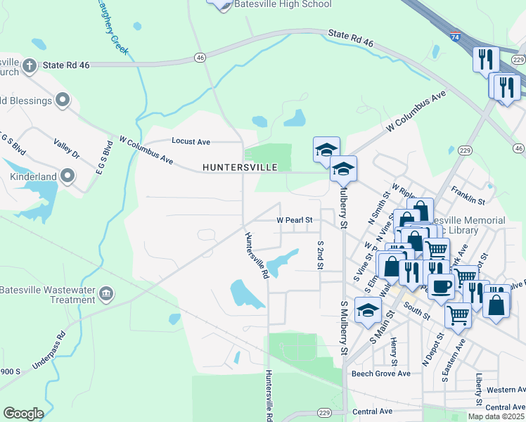 map of restaurants, bars, coffee shops, grocery stores, and more near 824 County Line Road in Batesville