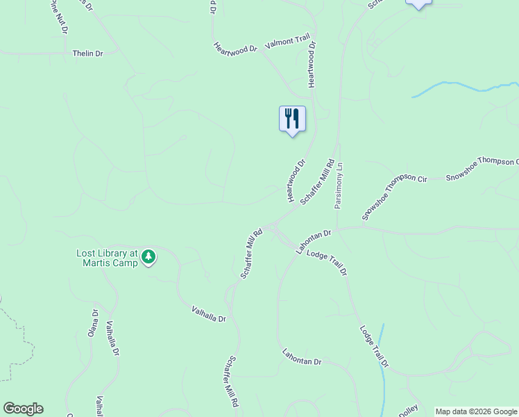 map of restaurants, bars, coffee shops, grocery stores, and more near 10617 Carson Range Road in Truckee