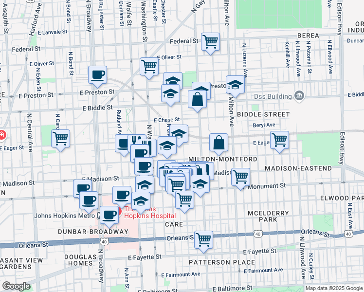 map of restaurants, bars, coffee shops, grocery stores, and more near 101 Independence Avenue Southeast in Washington