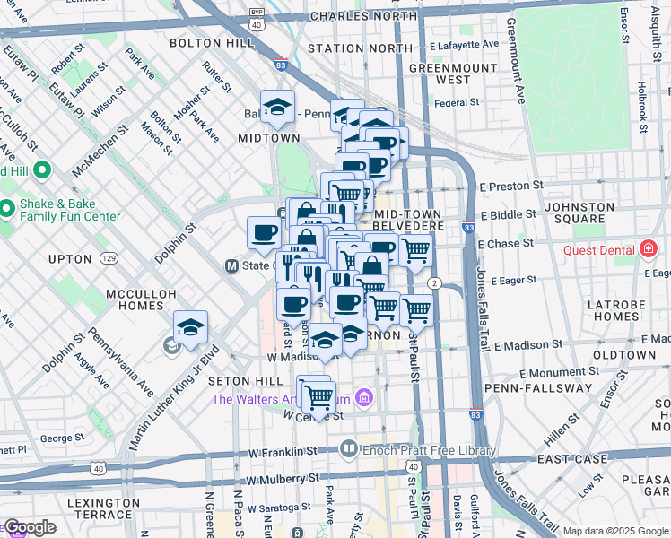 map of restaurants, bars, coffee shops, grocery stores, and more near 101 Independence Avenue Southeast in Washington