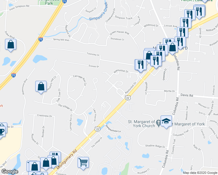 map of restaurants, bars, coffee shops, grocery stores, and more near 9173 Yarmouth Drive in Loveland