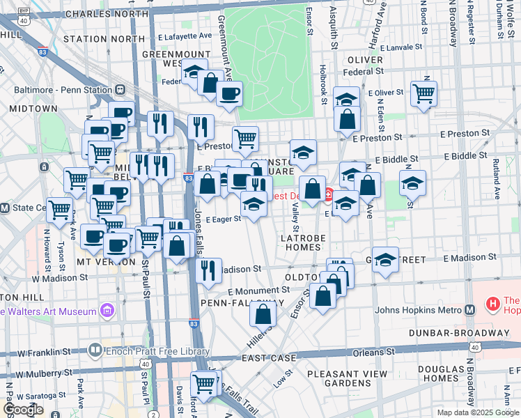 map of restaurants, bars, coffee shops, grocery stores, and more near 101 Independence Avenue Southeast in Washington