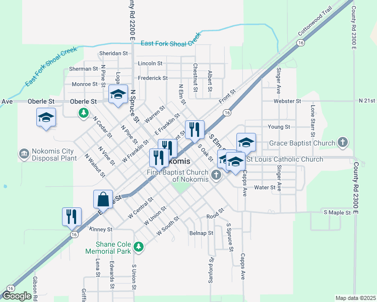 map of restaurants, bars, coffee shops, grocery stores, and more near in Nokomis