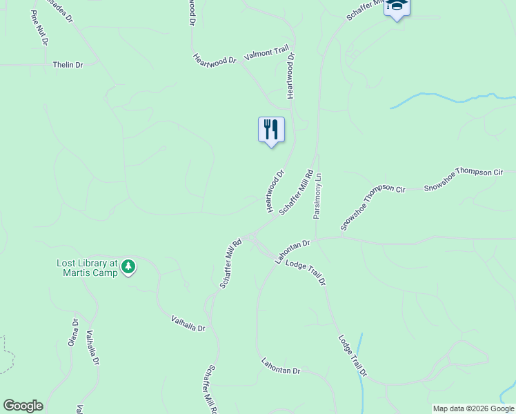 map of restaurants, bars, coffee shops, grocery stores, and more near 10605 Carson Range Road in Truckee