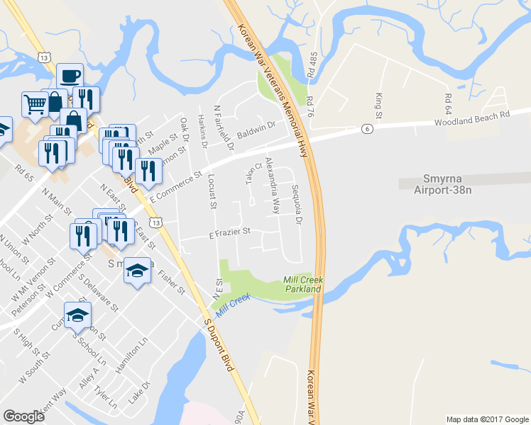 map of restaurants, bars, coffee shops, grocery stores, and more near 378 Addison Road in Smyrna
