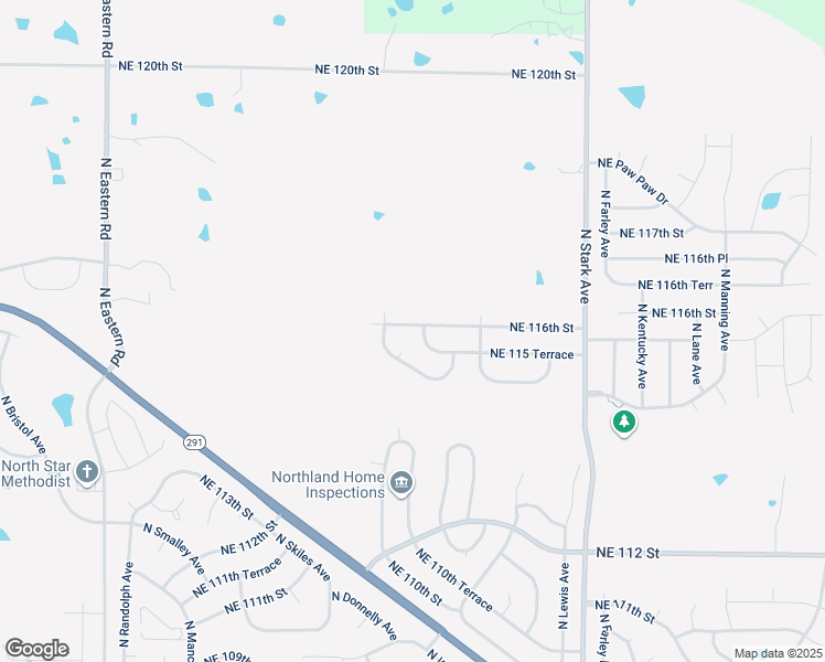 map of restaurants, bars, coffee shops, grocery stores, and more near 8315 Northeast 116th Street in Kansas City