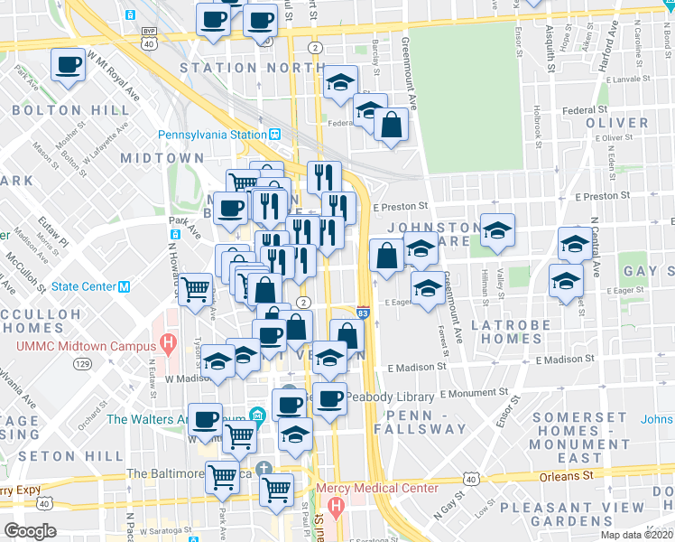 map of restaurants, bars, coffee shops, grocery stores, and more near 101 Independence Avenue Southeast in Washington