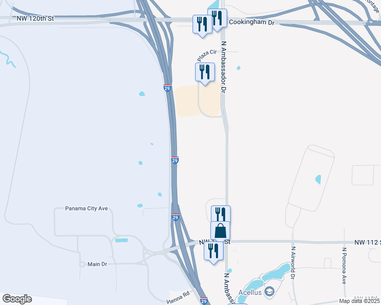 map of restaurants, bars, coffee shops, grocery stores, and more near 11530 North Ambassador Drive in Kansas City