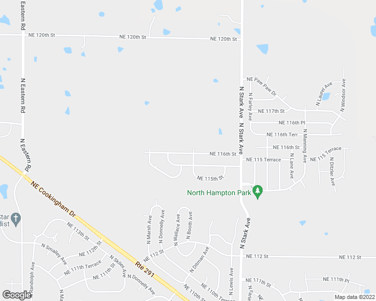 map of restaurants, bars, coffee shops, grocery stores, and more near 8508 Northeast 116th Street in Kansas City