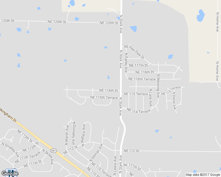 map of restaurants, bars, coffee shops, grocery stores, and more near 8716 Northeast 116th Street in Kansas City